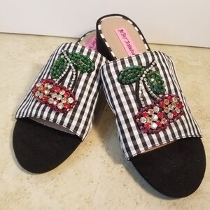 Betsey Johnson Black and White Gingham Sandals